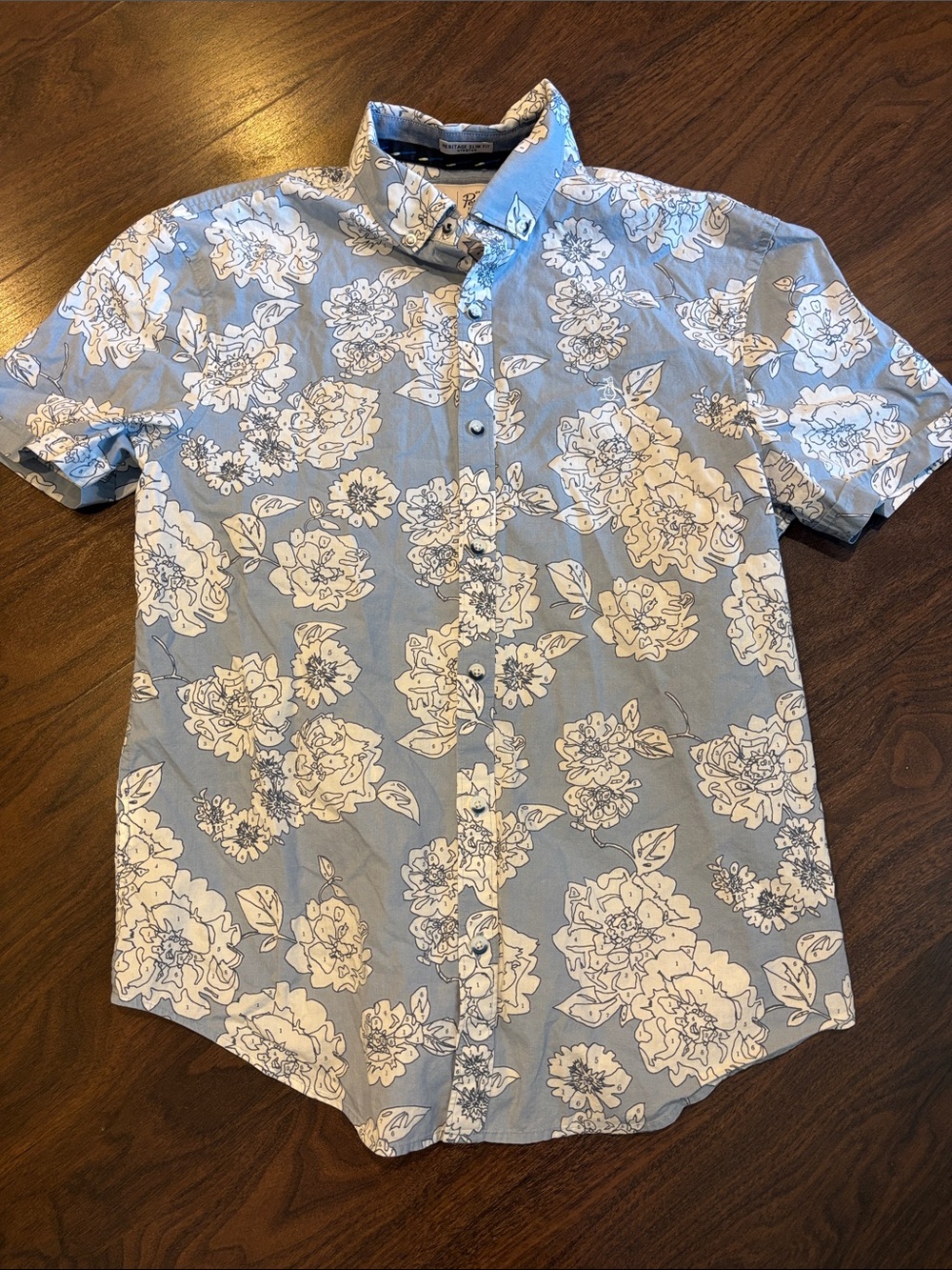 Men's Short-Sleeve Floral Paint By Number Button-Up Shirt